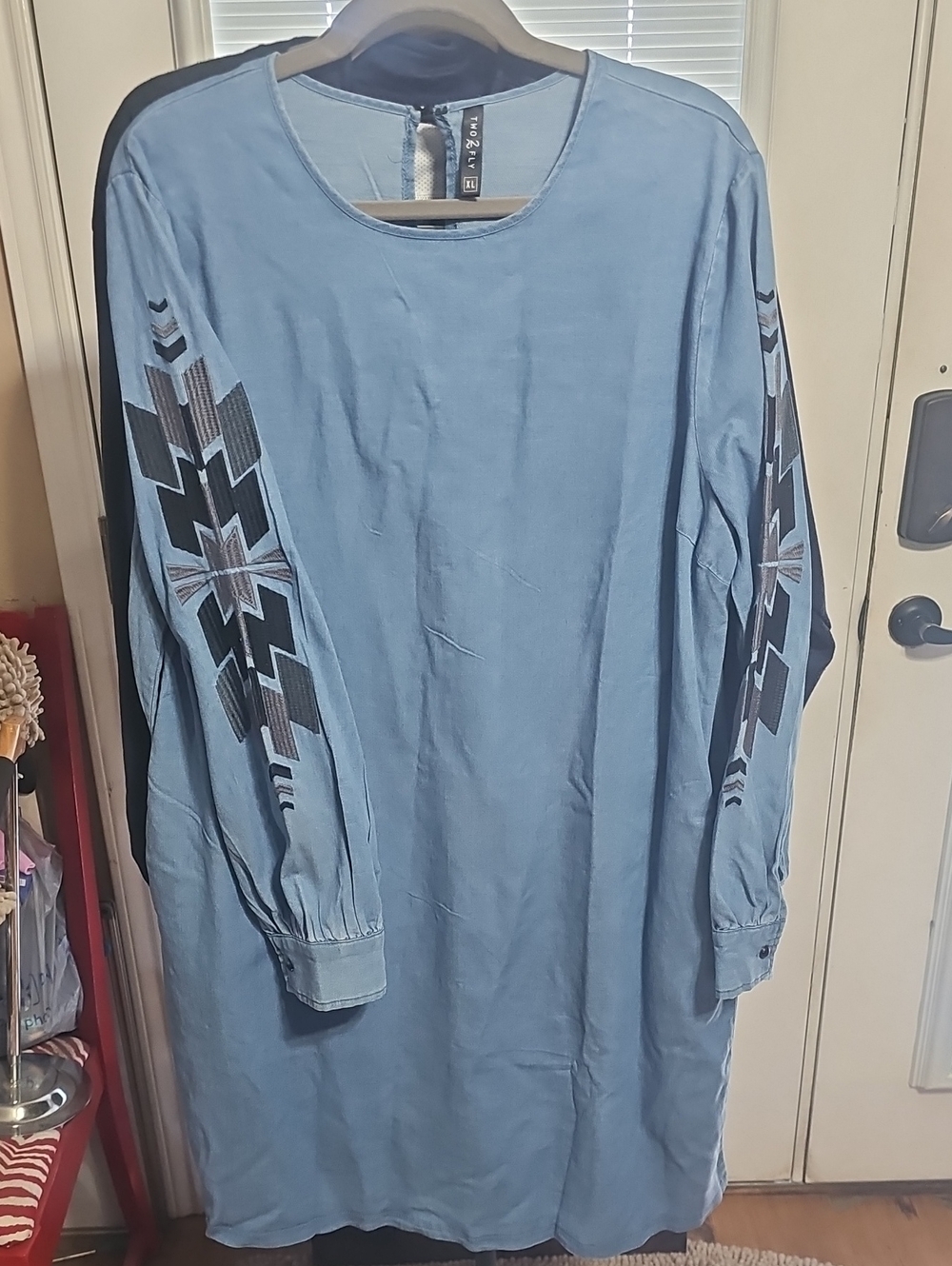 Two FLY Embroidered Sleeves Midi Dress